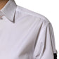White Crystal Embellished Dress Shirt Top