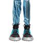 Blue Lace Up Over The Knee Socks Men Boots Shoes