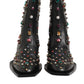 Black Crystal Embellished Men Short Boots Shoes