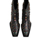 Black Crystal Embellished Men Short Boots Shoes