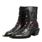 Black Crystal Embellished Men Short Boots Shoes