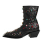 Black Crystal Embellished Men Short Boots Shoes