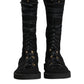 Black Alpaca Wool Suede Mid Calf Boots Shoes