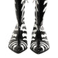 Black White Zebra Leather Mid Calf Boots Shoes