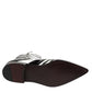Black White Zebra Leather Mid Calf Boots Shoes