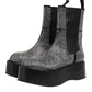 Black Crystal Strass Mid Calf Short Boots  Shoes