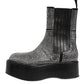 Black Crystal Strass Mid Calf Short Boots  Shoes