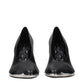 Black Leather High Heel Pumps