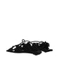 Black Leather Flat Sandals