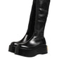 Black Logo Plaque Over The Calf Boots Shoes