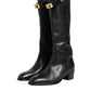 Black Logo Plaque Over The Calf Boots Shoes