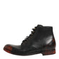 Black Red Lace Up Short Ankle Boot Shoes