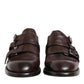 Brown Leather Monk Strap Formal Derby Shoes