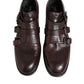 Brown Leather Monk Strap Formal Derby Shoes