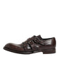 Brown Leather Monk Strap Formal Derby Shoes