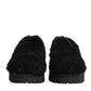 Dress Black Fur Leather Slippers Men Shoes