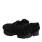 Dress Black Fur Leather Slippers Men Shoes
