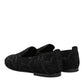 Black Brocade Loafers Slip On Men Dress Shoes