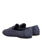 Blue Woven Leather Slip On Loafers Men Shoes