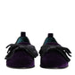 Purple Suede Cotton Bow Slip On Loafers Shoes