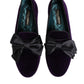 Purple Suede Cotton Bow Slip On Loafers Shoes