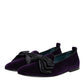 Purple Suede Cotton Bow Slip On Loafers Shoes