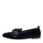 Purple Suede Cotton Bow Slip On Loafers Shoes