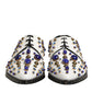 White Leather Crystals Embellished Dress Shoes