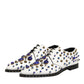 White Leather Crystals Embellished Dress Shoes