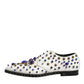 White Leather Crystals Embellished Dress Shoes