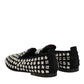 Black Suede Crystals Loafers Men Dress Shoes