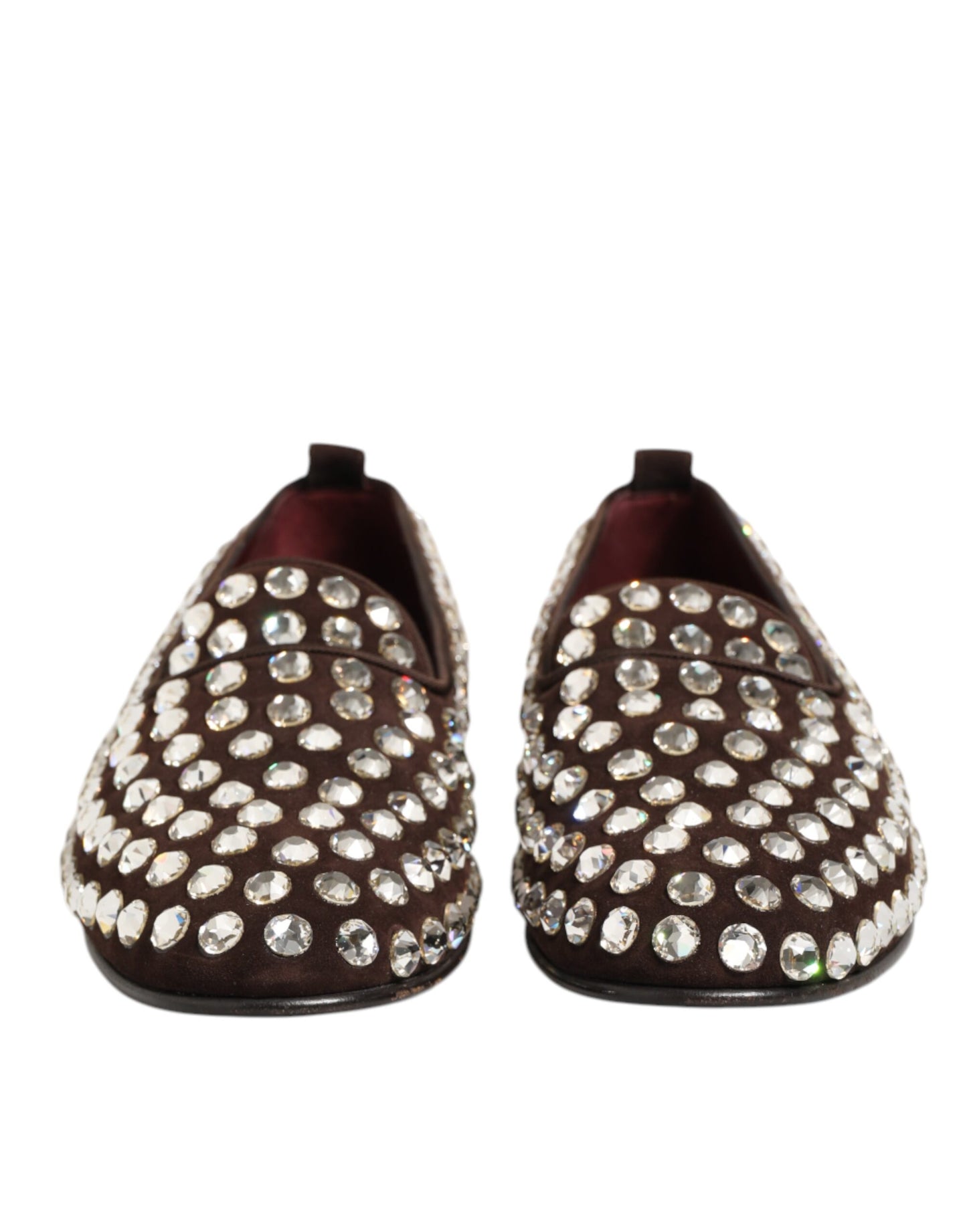 Bordeaux Suede Crystals Loafers Dress Shoes