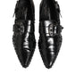 Black Embellished Dress Monk Strap Shoes