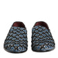 Blue Velvet Crystal Detailing Loafer Men Shoes