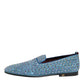 Blue Suede Studded Dress Men Loafers Shoes