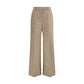 Beige Fleece Wool Casual Pants