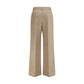 Beige Fleece Wool Casual Pants