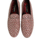 Pink Suede Crystals Loafers Men Dress Shoes