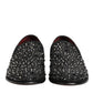 Black Suede Crystal Embellished Loafer Shoes