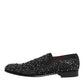 Black Suede Crystal Embellished Loafer Shoes