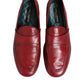 Red Leather Slip On Dress Men Loafers Shoes
