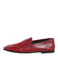 Red Leather Slip On Dress Men Loafers Shoes