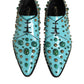 Turquoise Crystal Embellished Men Derby Shoes