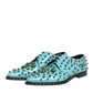 Turquoise Crystal Embellished Men Derby Shoes