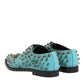 Turquoise Crystal Embellished Men Derby Shoes