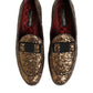 Gold Sequined Slip On Loafers Men Dress Shoes