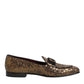 Gold Sequined Slip On Loafers Men Dress Shoes