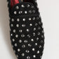 Black Crystal Embellished Loafers Dress Shoes