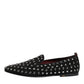 Black Crystal Embellished Loafers Dress Shoes