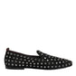Black Crystal Embellished Loafers Dress Shoes
